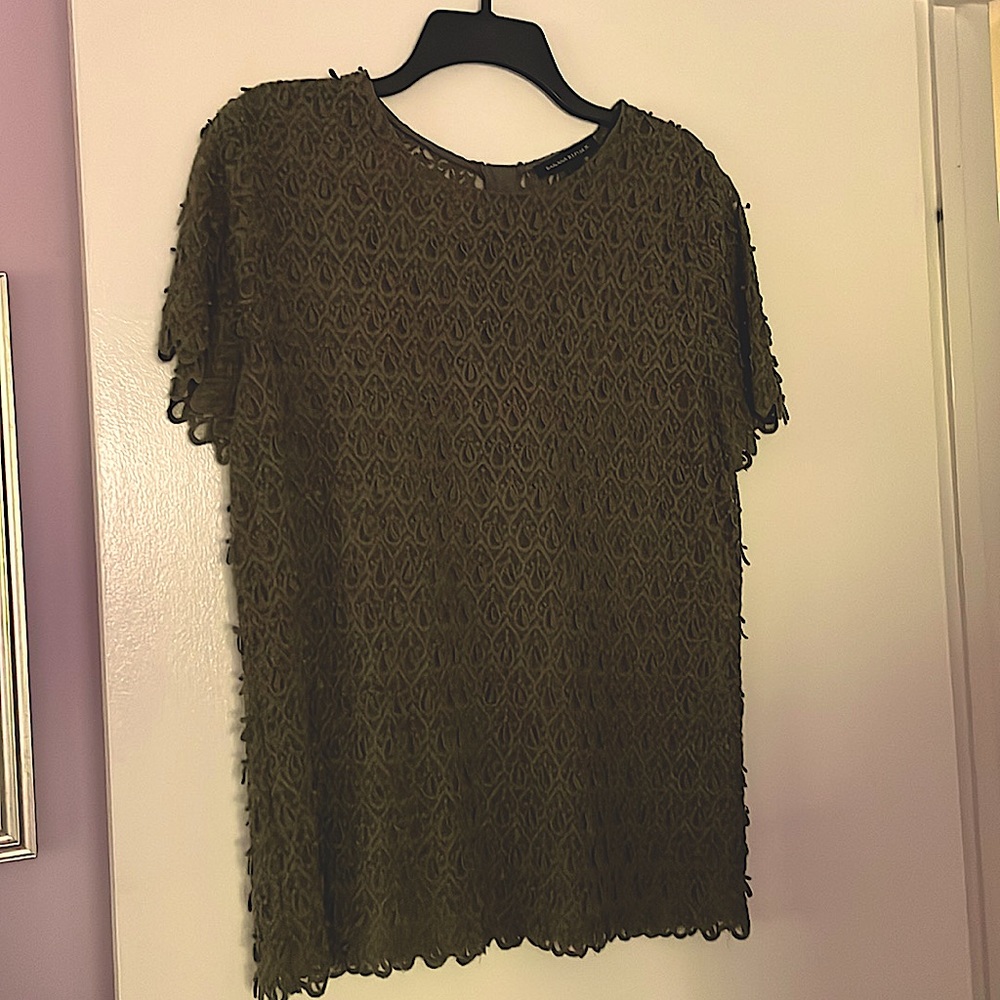 Banana Republic Scalloped Sleeved Sage Top
